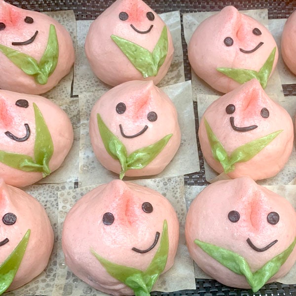 中華まん】桃まん3個セット ｜三個,3ケ,大安,運気上昇,長寿,冷凍,横浜