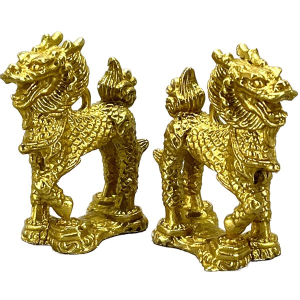 銅製双麒麟ミニ 5.5cm 金Y4-3【送料無料】（沖縄別途700円） ｜キリン