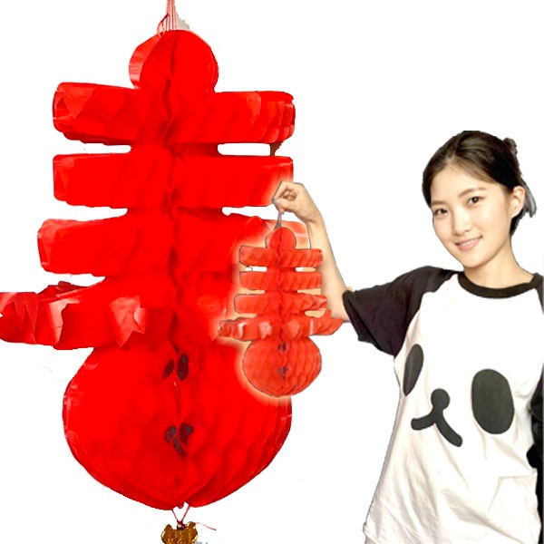 紅い蝶　行灯　当選品　非売品 ビニール紅ランタン 春字 大 【ネコポス便可】 ｜直径 ,中国,伝統,宮灯