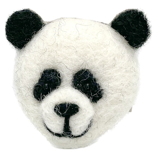 ネパール フェルトパンダフェイスピンバッジ ネコポス便なら【送料無料