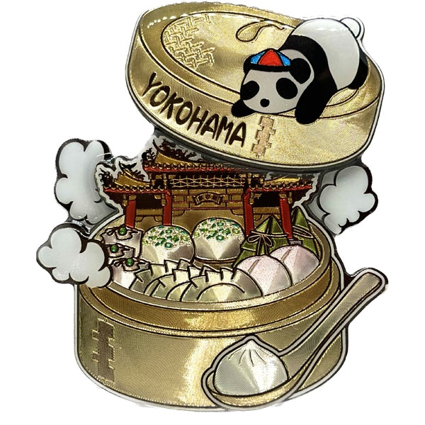 木製エッチングマグネット「横浜飲茶」 ネコポス便なら【送料無料