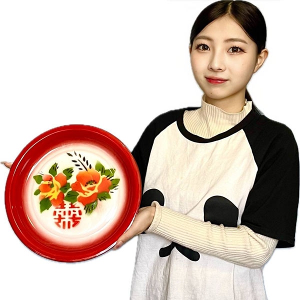 双喜ホーロートレー丸型30cm小【送料無料】（沖縄700) |食器,中国,中華