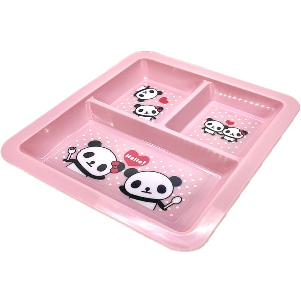 パンダキッズプラトレー ピンク (JM002D)（お盆）| 子供用,キッズ