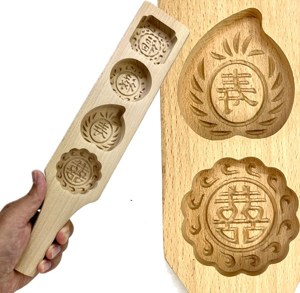 月餅木製型四孔 【送料無料】（沖縄別途500円）｜開運,風水,キッチン