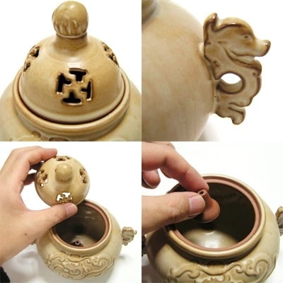 【送料無料‼︎】香炉　陶器 茶道具 置物 箱付き 信楽焼 茶香炉 陶器茶香炉 陶器 茶 焼き物 火 キャンドルライト