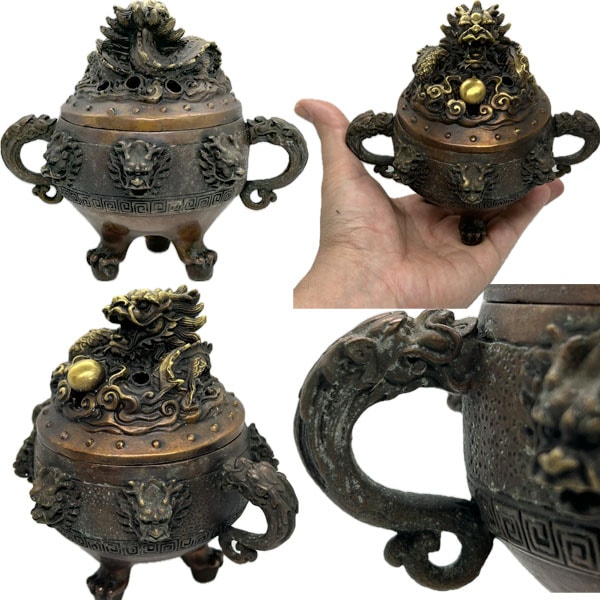新品！純銅 细工 香炉 置物 銅香炉 - 香炉