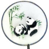 透かし刺繍団扇パンダ | 丸形,パンダ,笹,うちわ,センス,踊り,舞扇,激安,演舞扇,プレゼント,外国,扇子,お土産,贈答,中国,ダンス,イベント,パーティー