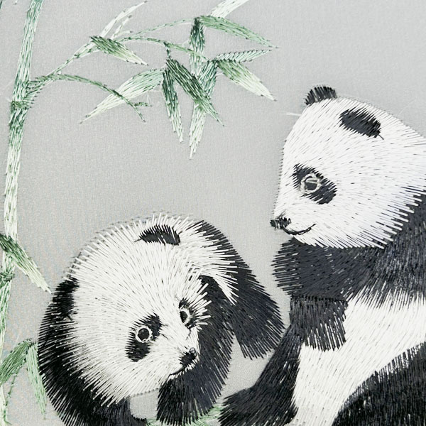透かし刺繍団扇パンダ | 丸形,パンダ,笹,うちわ,センス,踊り