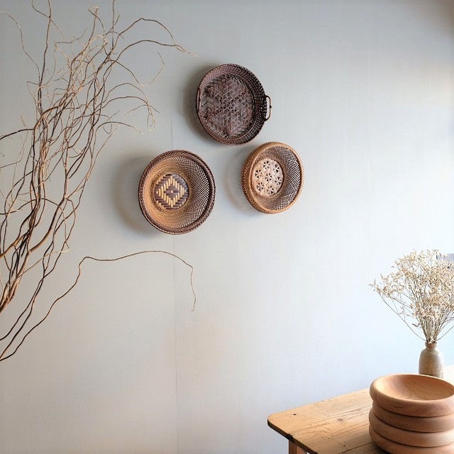 竹籠 3点セット 手編みの竹籠 3個セット 手編みの竹籠
