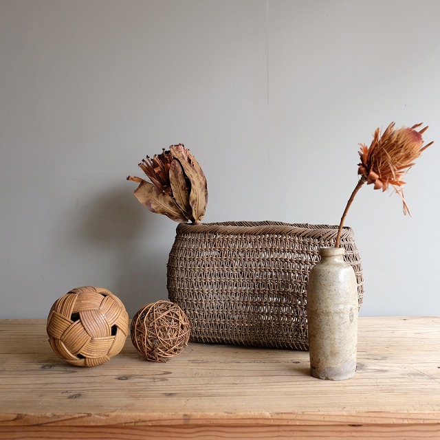 職人アケビ手提げ籠 ＊天然素材木通♪♪ 鉢カバー 籠 オブジェ 花籠