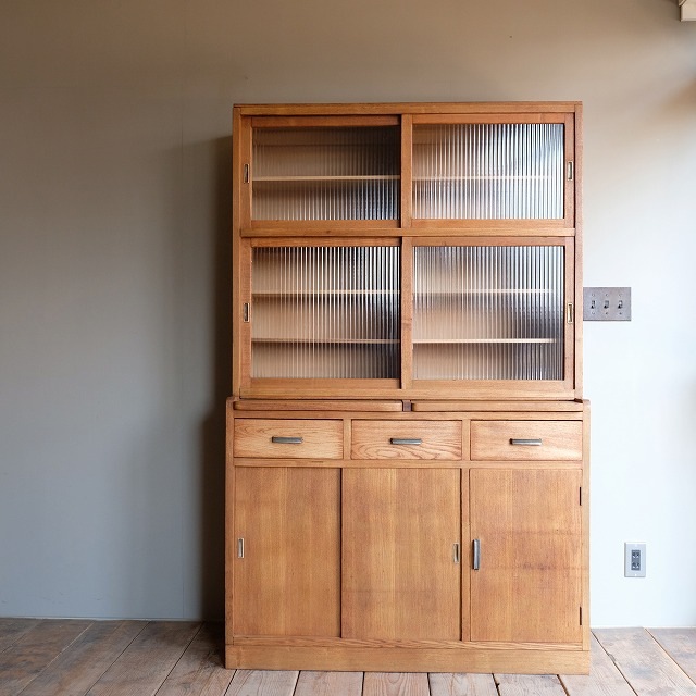 重ね式食器棚 モールガラス｜古家具,棚類｜古家具・アンティーク家具 R