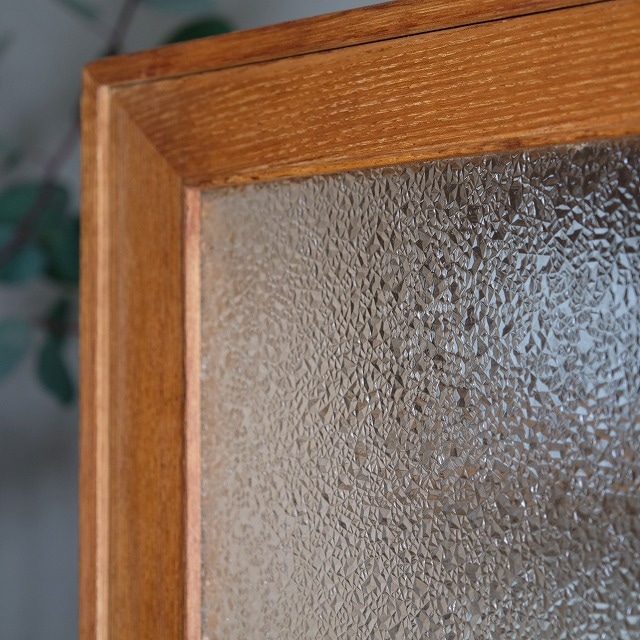 ダイヤガラスのキャビネット レトロ ヴィンテージ 造りの良いダイヤガラス キャビネット 本箱