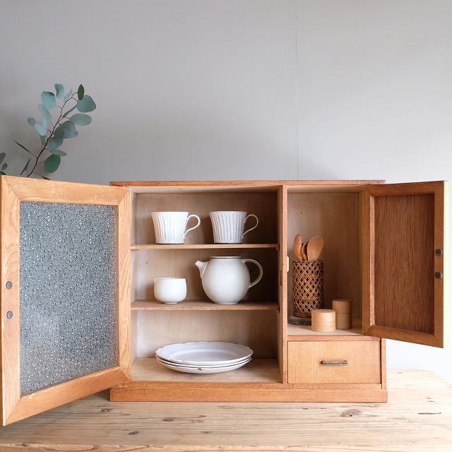 ダイヤガラスのキャビネット ローキャビネット ダイヤガラス | 古家具,棚類 | R-select