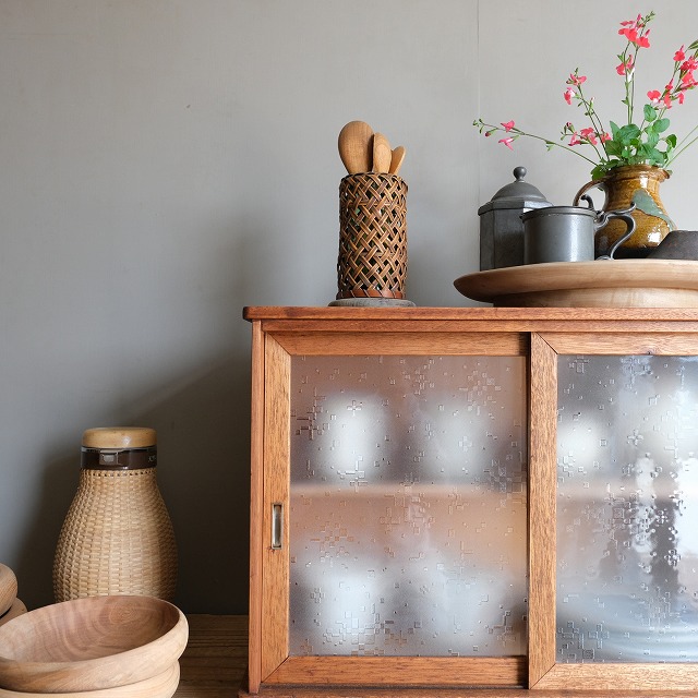 古物☆レトロ☆ 波ガラス 小棚