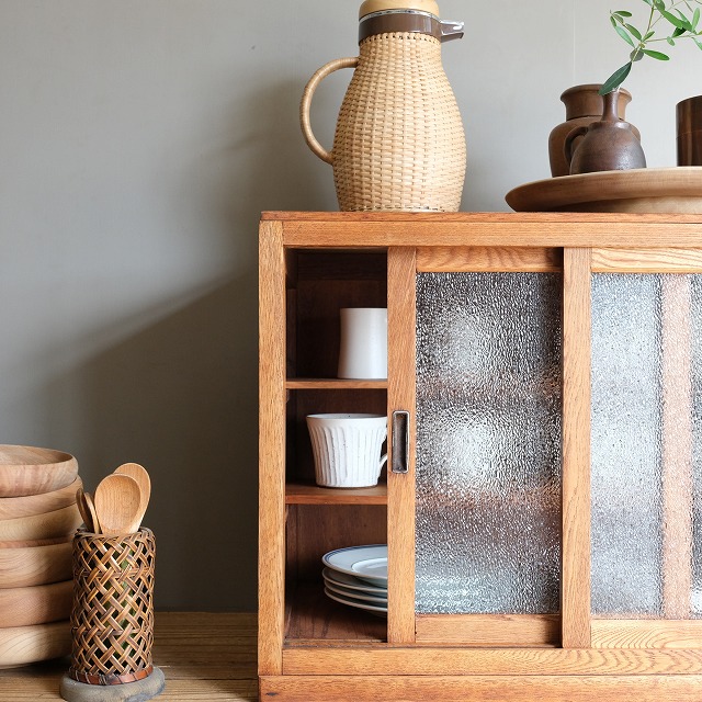 ローキャビネット ダイヤガラス | 古家具,棚類 | R-select