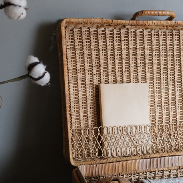 籐のトランクバスケット｜古雑貨,籠 バスケット｜古家具・アンティーク