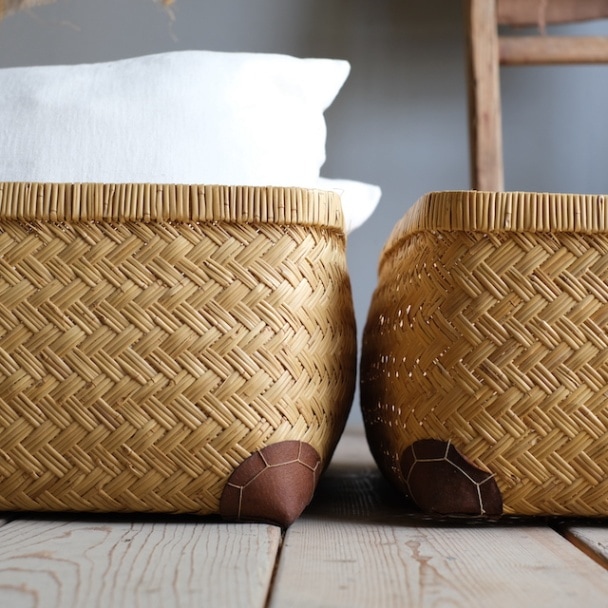 革当て竹行李 （幅60cm） | 古雑貨,籠 バスケット | R-select