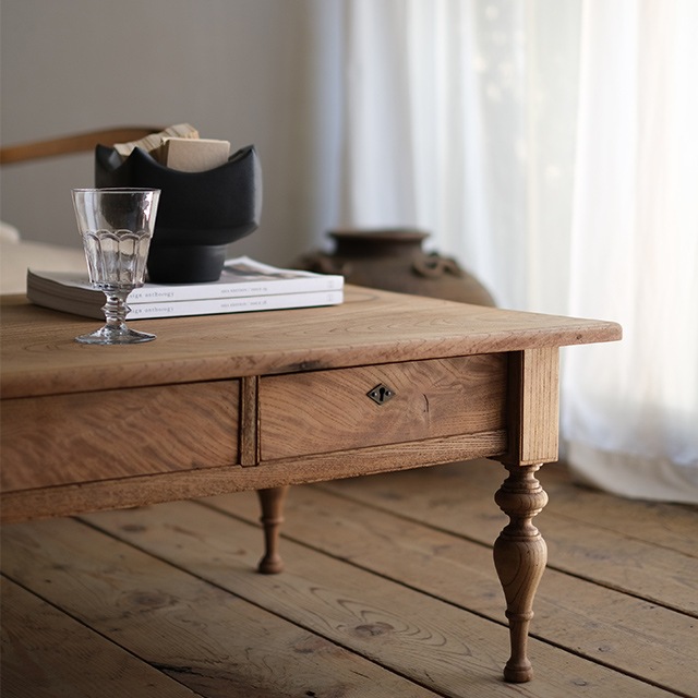 ローテーブル座卓ろくろ脚引き出し付