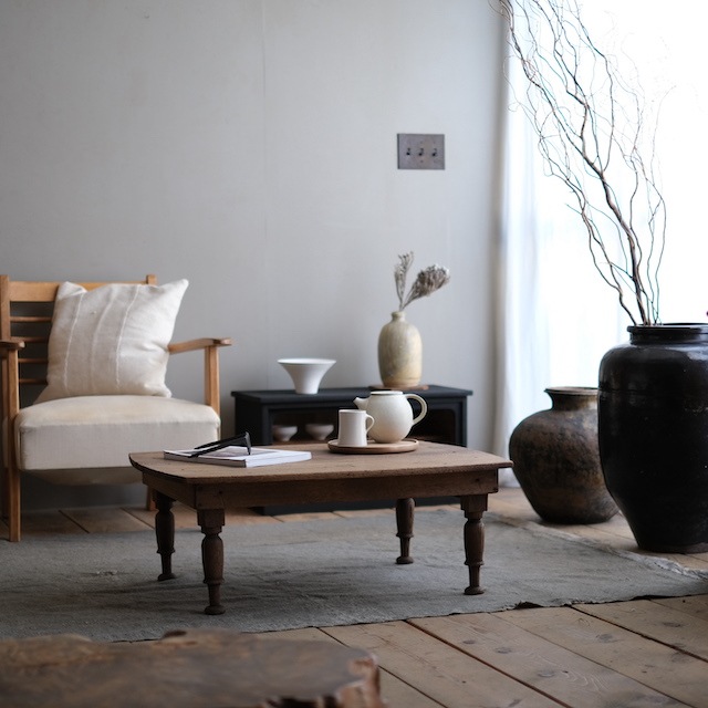 ろくろ脚　折りたたみテーブル（古家具・ビンテージ） ろくろ脚 折りたたみテーブル（古家具・ビンテージ）