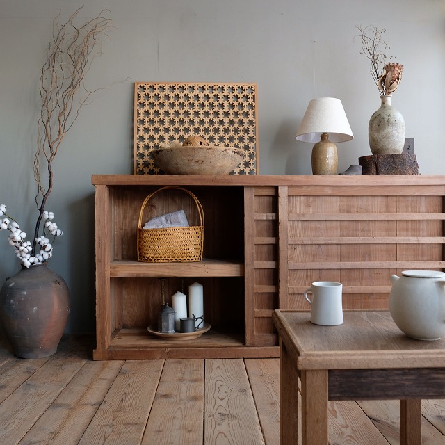 収納棚 横桟板戸 サイドボード | 古家具,棚類 | R-select