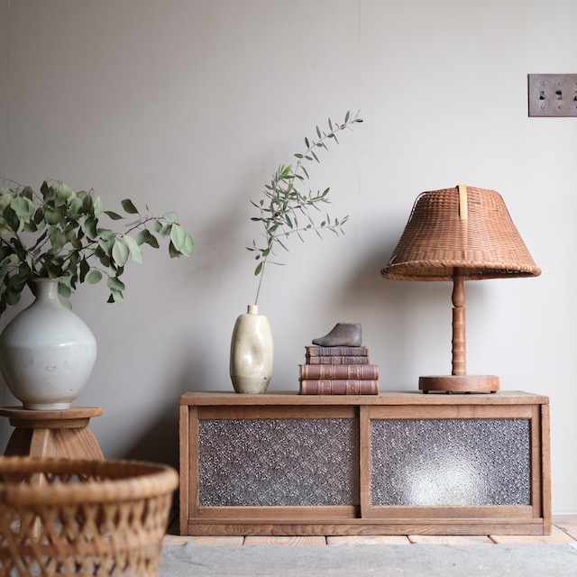 ダイヤガラスのキャビネット ローキャビネット ダイヤガラス | 古家具,棚類 | R-select