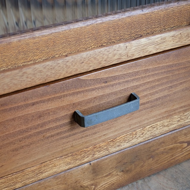 古い小ぶりなモールガラス戸棚×戸棚×小引き出し2杯 ガラス戸棚 | 鯨オーケストラ