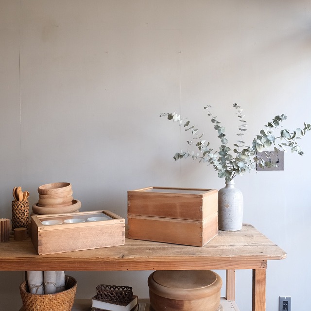 ぐみ　ガラスケース　ショーケース　木箱　海苔箱　乾燥　硝子　レトロ 木箱型 ショーケース | 古家具,ガラスケース・ショーケース | R