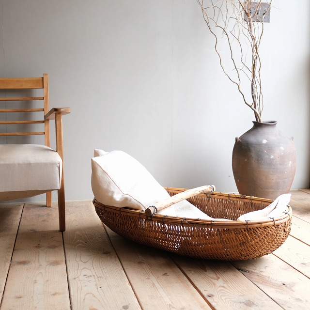 持ち手の付いた竹籠 楕円 | 古雑貨,籠 バスケット | R-select