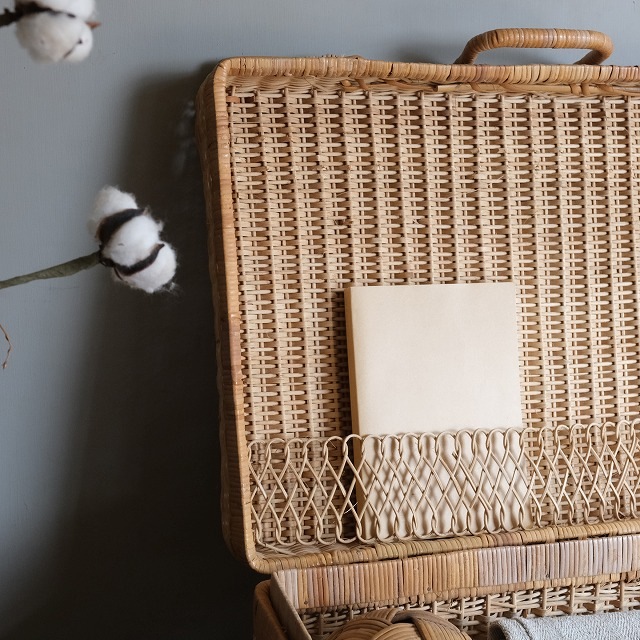 籐のトランクバスケット｜古雑貨,籠 バスケット｜古家具・アンティーク