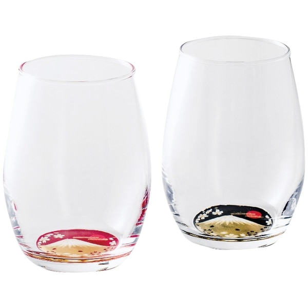 紀州塗 蒔絵 富士山 ダルマグラスペア