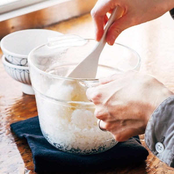 ハリオ 一膳屋 耐熱ガラス製電子レンジ用炊飯器(0.5～1合炊き)