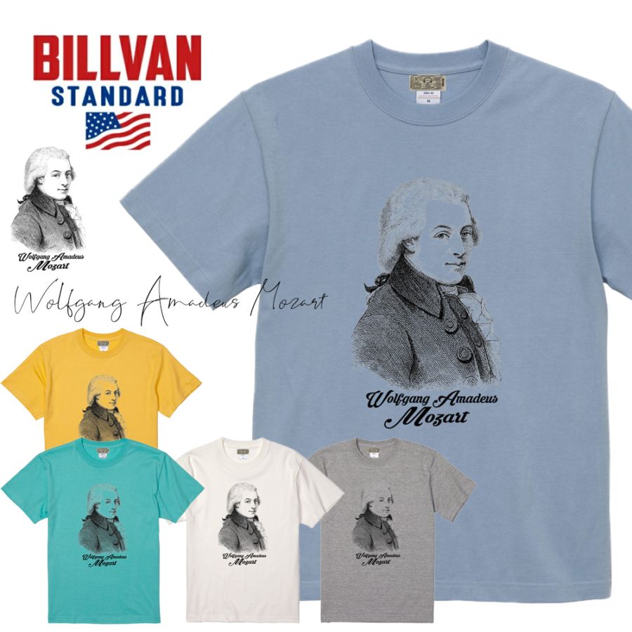 BILLVAN スタンダード ヴィンテージプリント Mozart 半袖Tシャツ