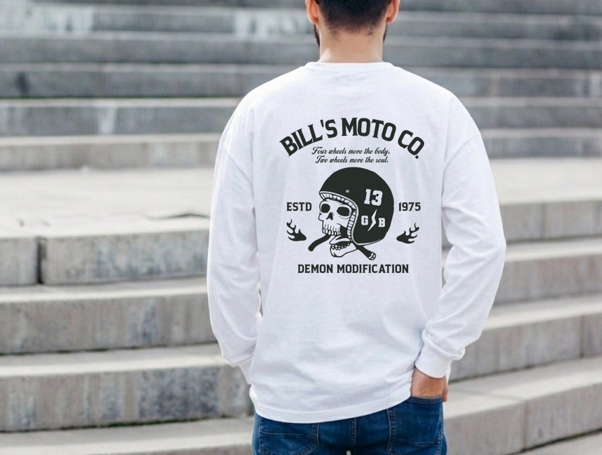 BILLVAN Ķ�إӡ����������� BILL��S MOTO ������إ��å� USA���åȥ� ����T����� ���ᥫ��