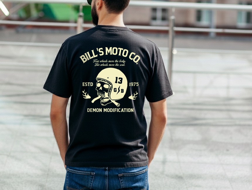 BILLVAN Ķ�إӡ����������� BILL��S MOTO ������إ��å� ���åȥ� ȾµT����� ���ᥫ��