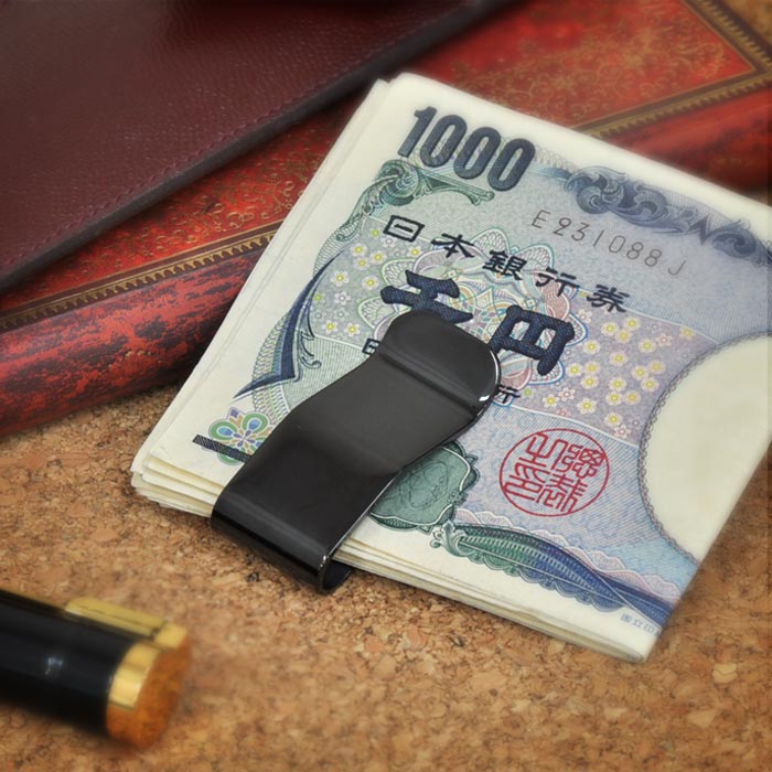 マネークリップ サージカルステンレス プレーンなワイドタイプの