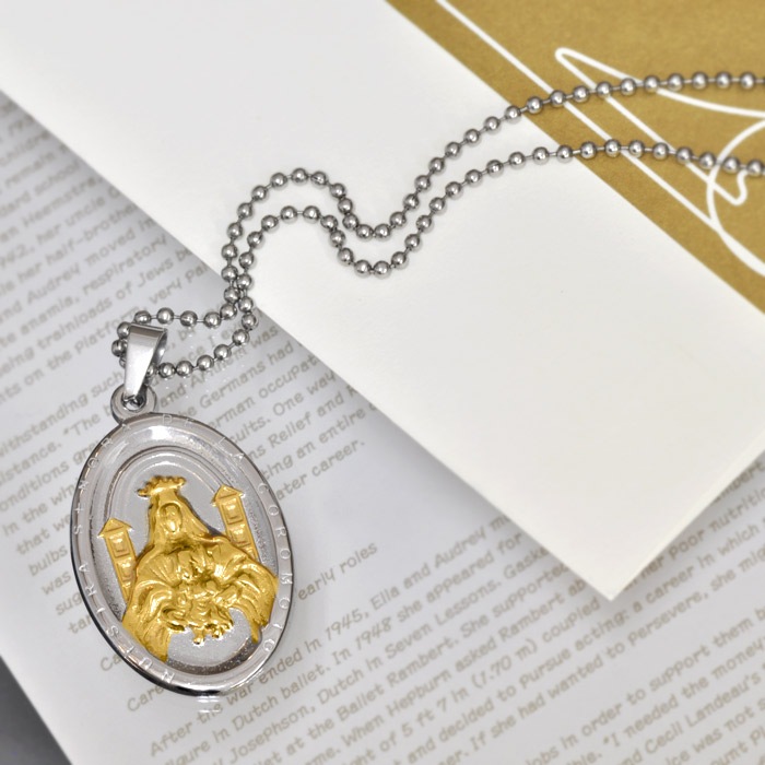 ペンダントトップ サージカルステンレス 聖母マリアのメダイペンダント