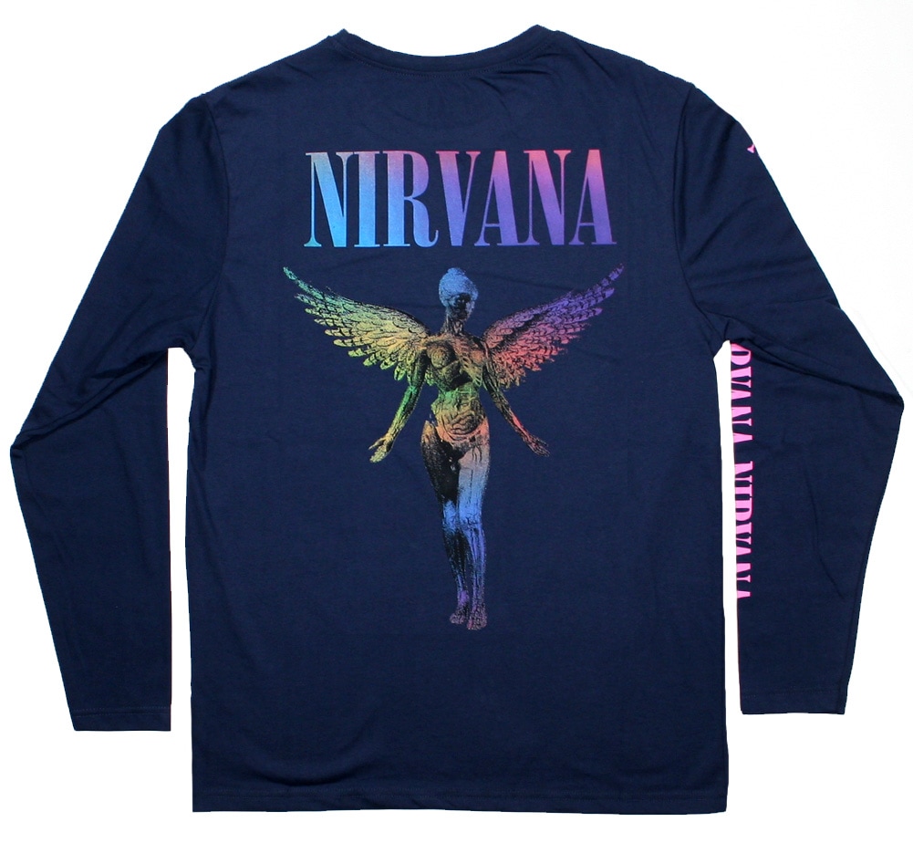 【HI FI FNK】In Utero Washed Longsleeve Nirvana / In Utero Long Sleeve Tee (Navy Blue) | Music,N