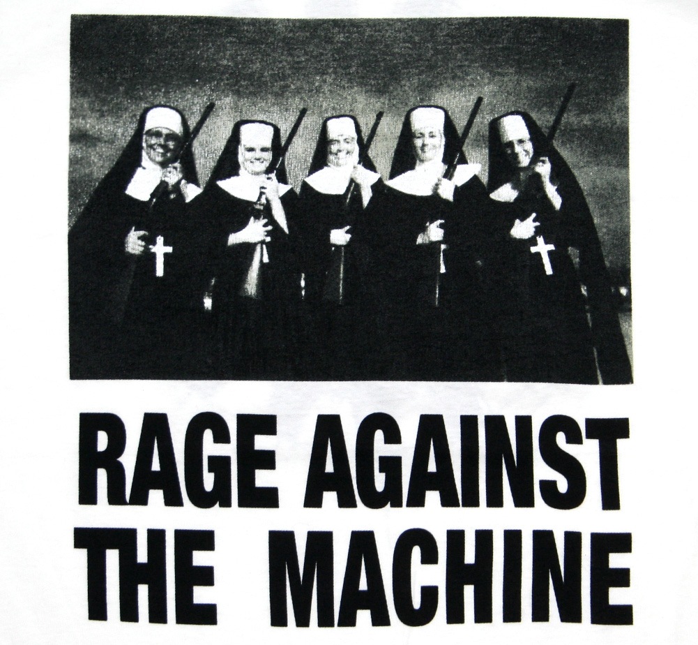 レイジアゲインストザマシン　NUNS AND GUNS  ニルバーナ　レッチリ RAGE AGAINST THE MACHINE Nuns And Guns White, Tシャツ