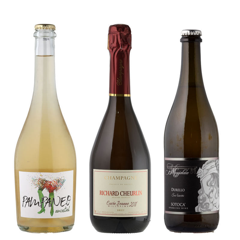 シャンパーニュを含むスパークリング３本セット
