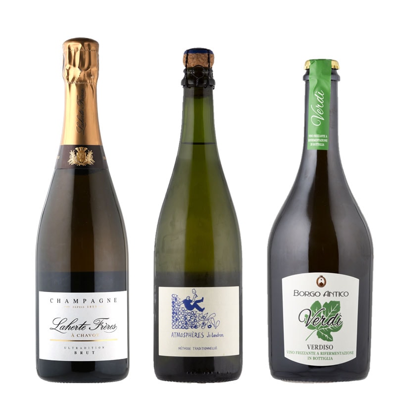 シャンパーニュを含むスパークリング３本セット
