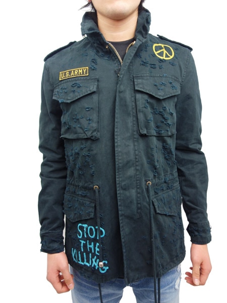 FRONTSTREET8 Embroidered M-65 Jacket BLACK