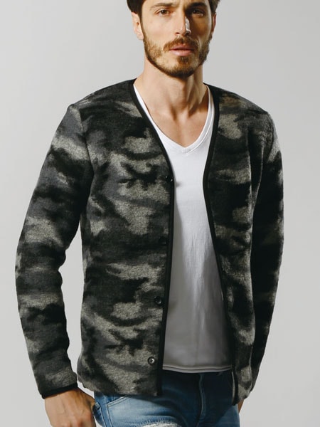 wjk boa cardigan camo mono