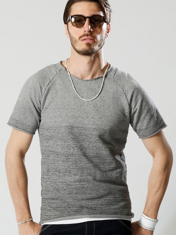wjk gradation cut-off sweat T gray