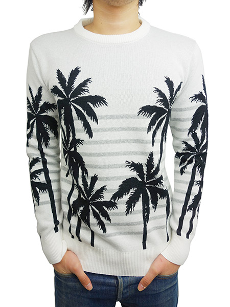 AKM PALM BORDER CREW WHT/BLK