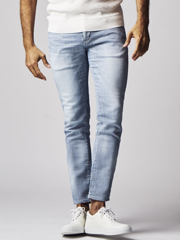 AKM FIVE POCKET SKINNY stretch hickory jog denim BLUE USED | ALL 