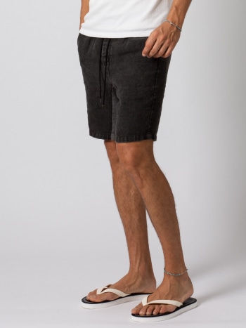 wjk linen sporty shorts charcoal