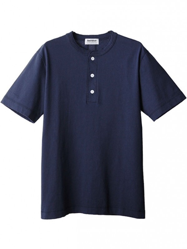 junhashimoto x Healthknit Henley neck with SERIBU Tee NAVY