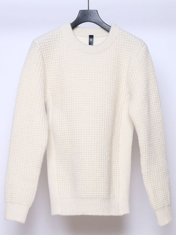 wjk hard waffle crew-neck knit WHITE