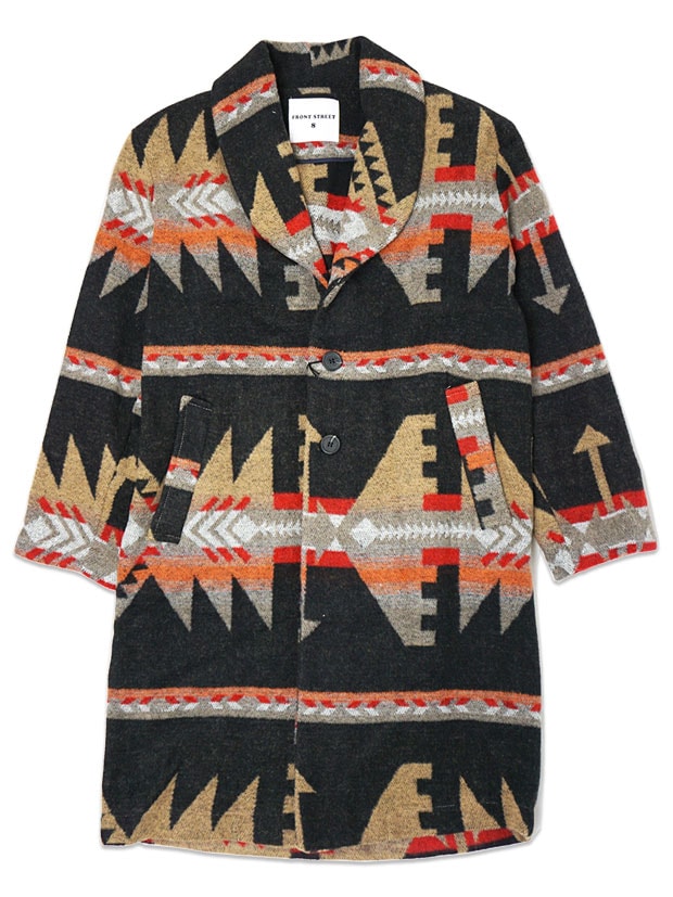 FRONTSTREET8 Blanket Chester Coat -Chimayo- BLACK