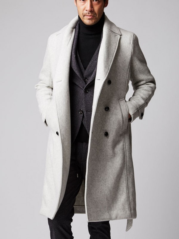 AKM  DOUBLE TRENCH COAT -Super100 Double Beaver- L.GRAY